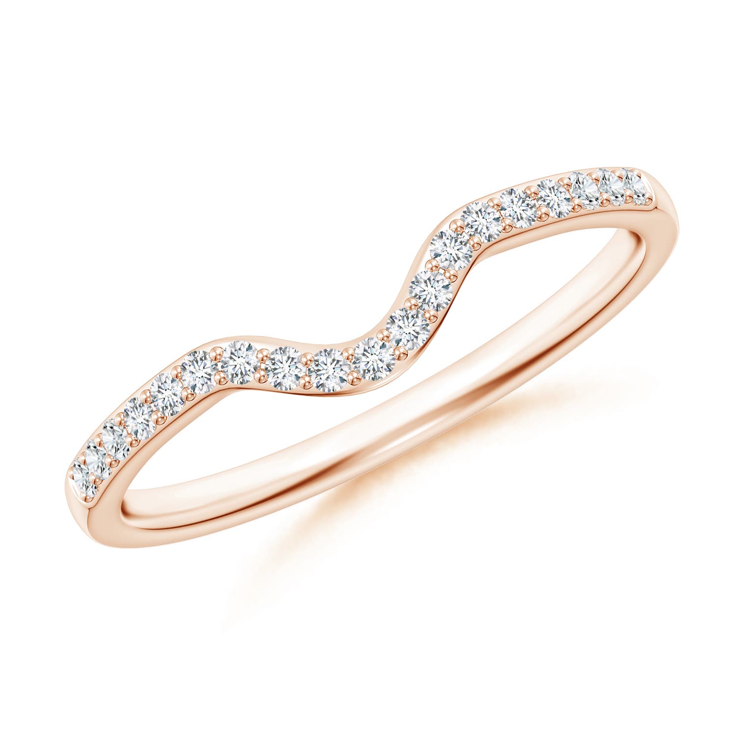 1.2mm GHVS Classic Diamond Curved Comfort Fit Women's Ring in 18K Rose Gold