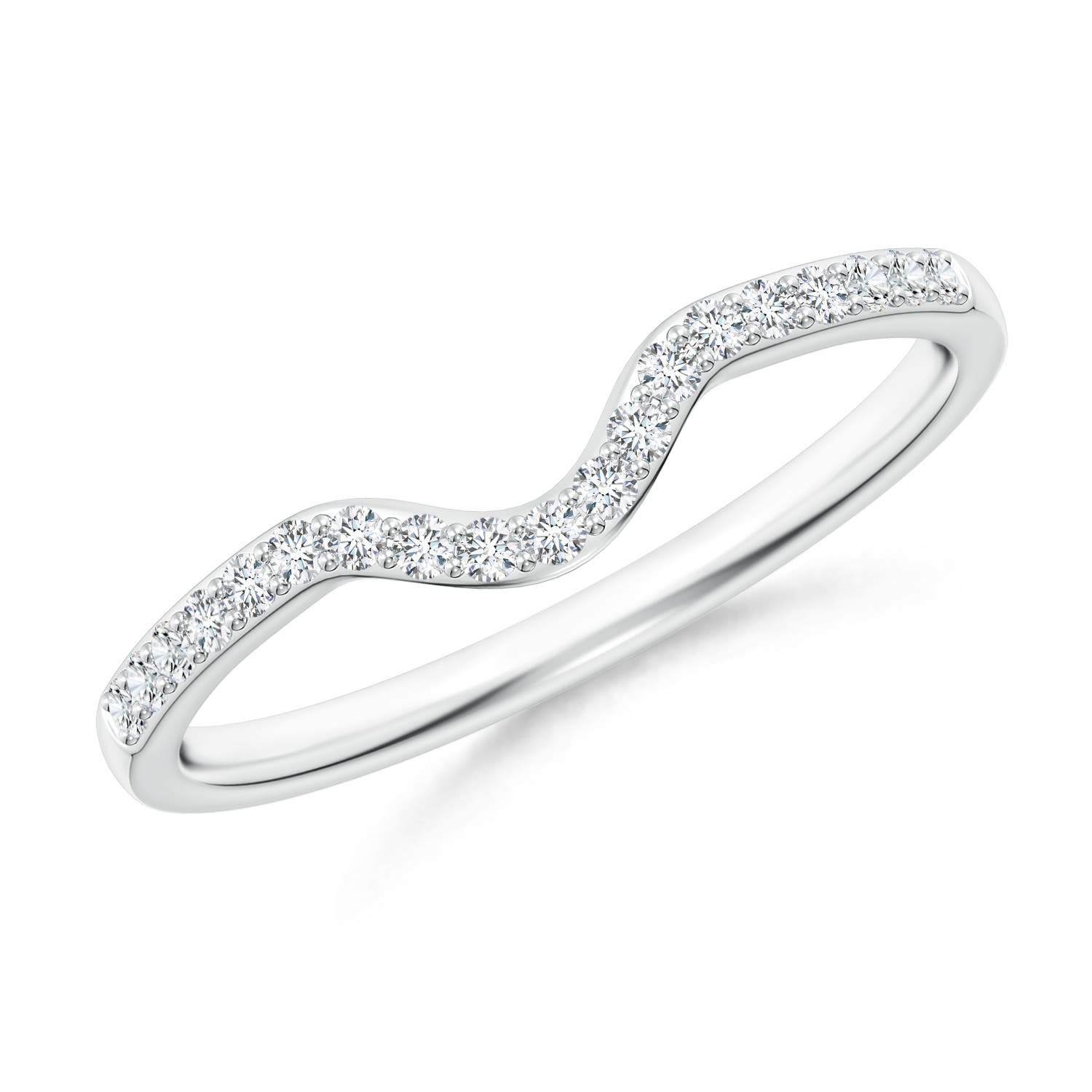 1.2mm GHVS Classic Diamond Curved Comfort Fit Women's Ring in White Gold
