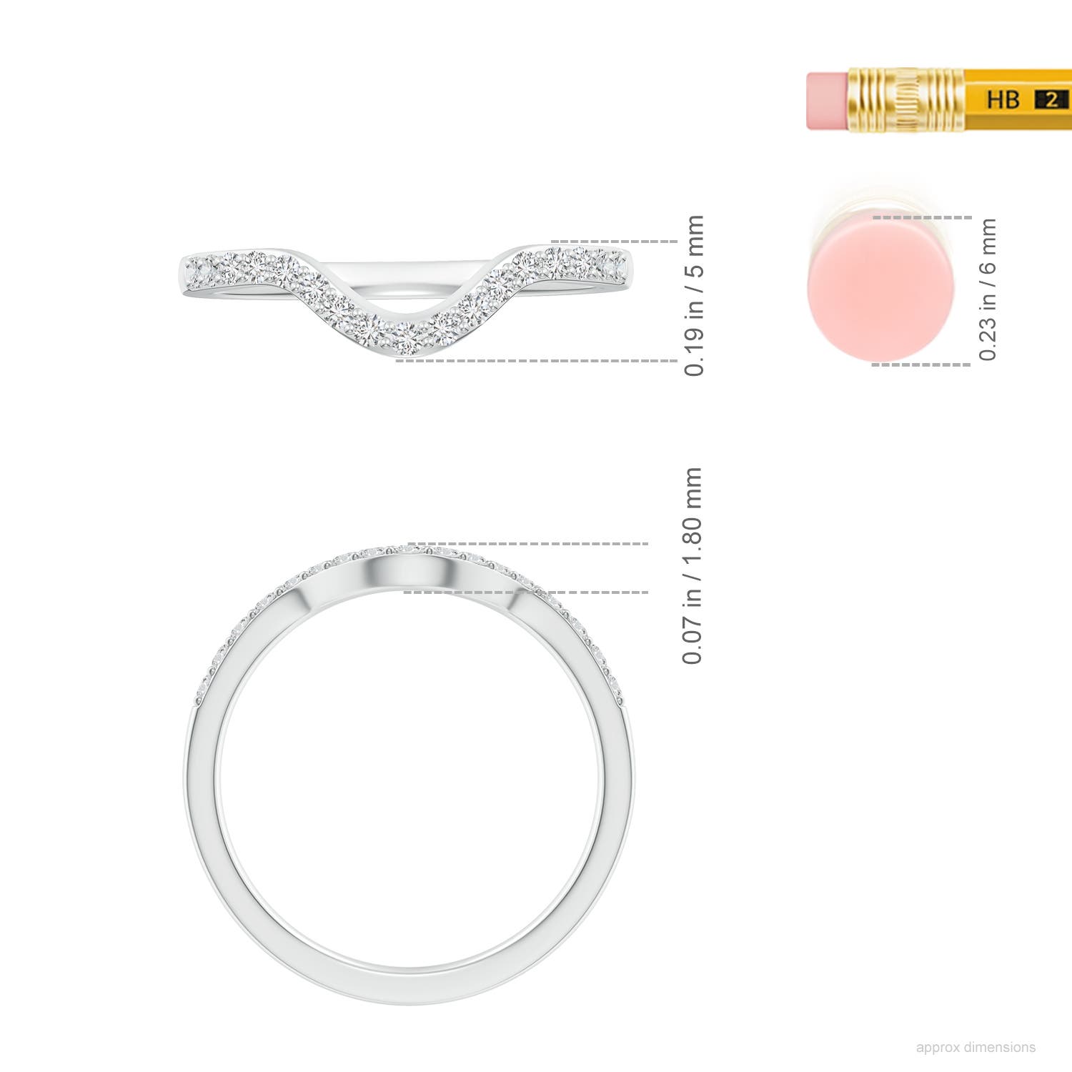 1.4mm HSI2 Classic Diamond Curved Comfort Fit Women's Ring in P950 Platinum - ruler