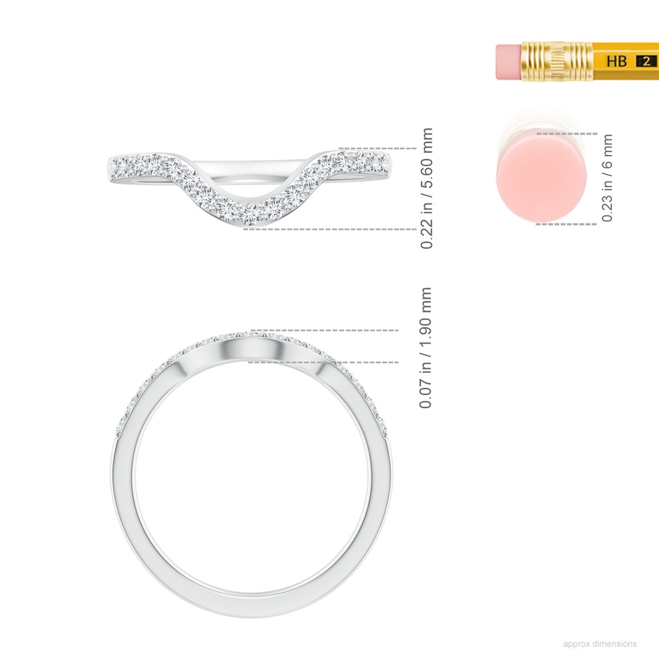 1.5mm GHVS Classic Diamond Curved Comfort Fit Women's Ring in White Gold ruler