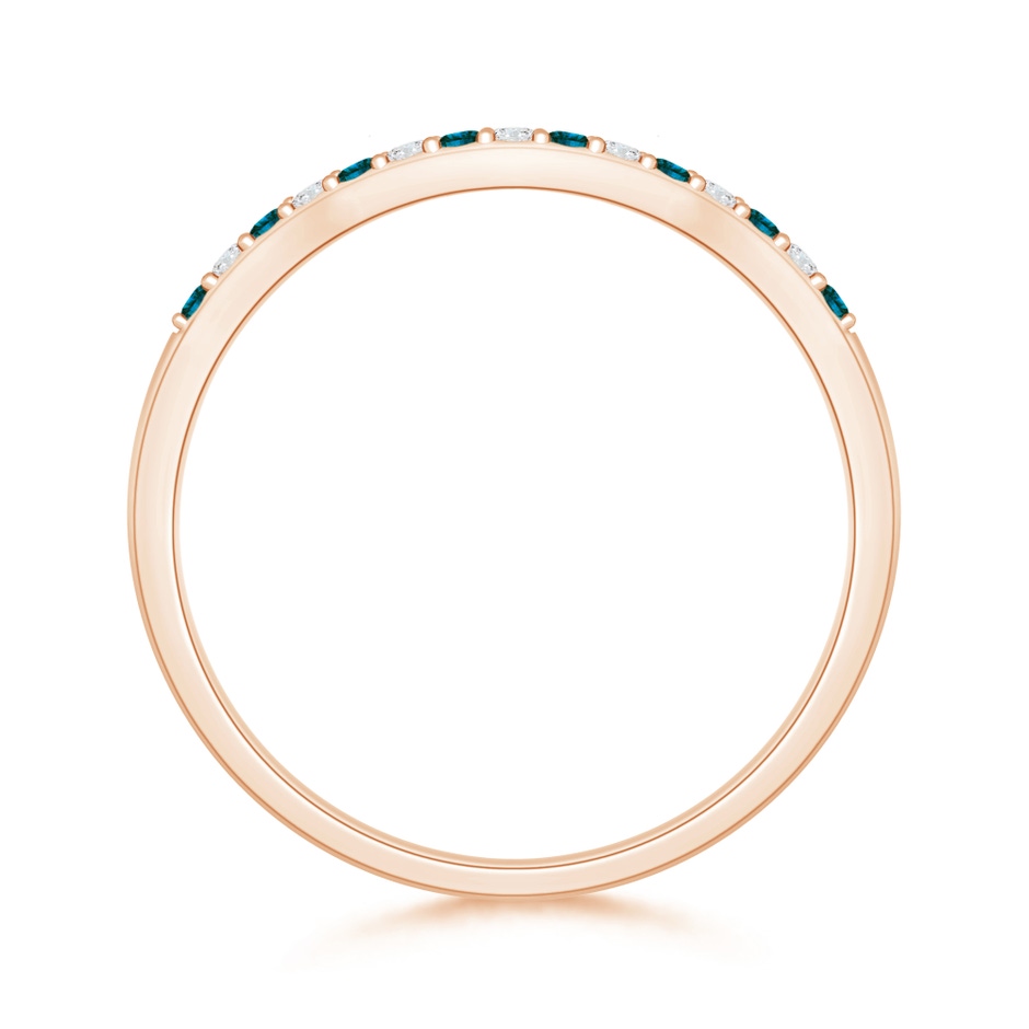 1.2mm AA Round Blue and White Diamond Contour Wedding Ring in 18K Rose Gold side 199