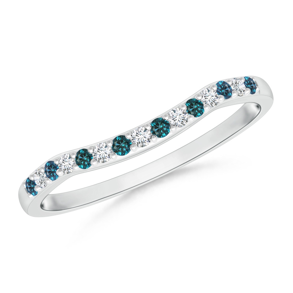 1.2mm AA Round Blue and White Diamond Contour Wedding Ring in P950 Platinum 