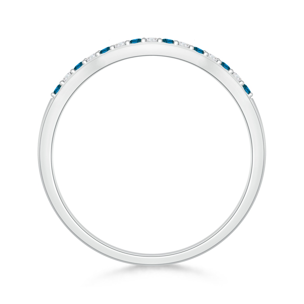 1.2mm AAA Round Blue and White Diamond Contour Wedding Ring in 18K White Gold - side 199
