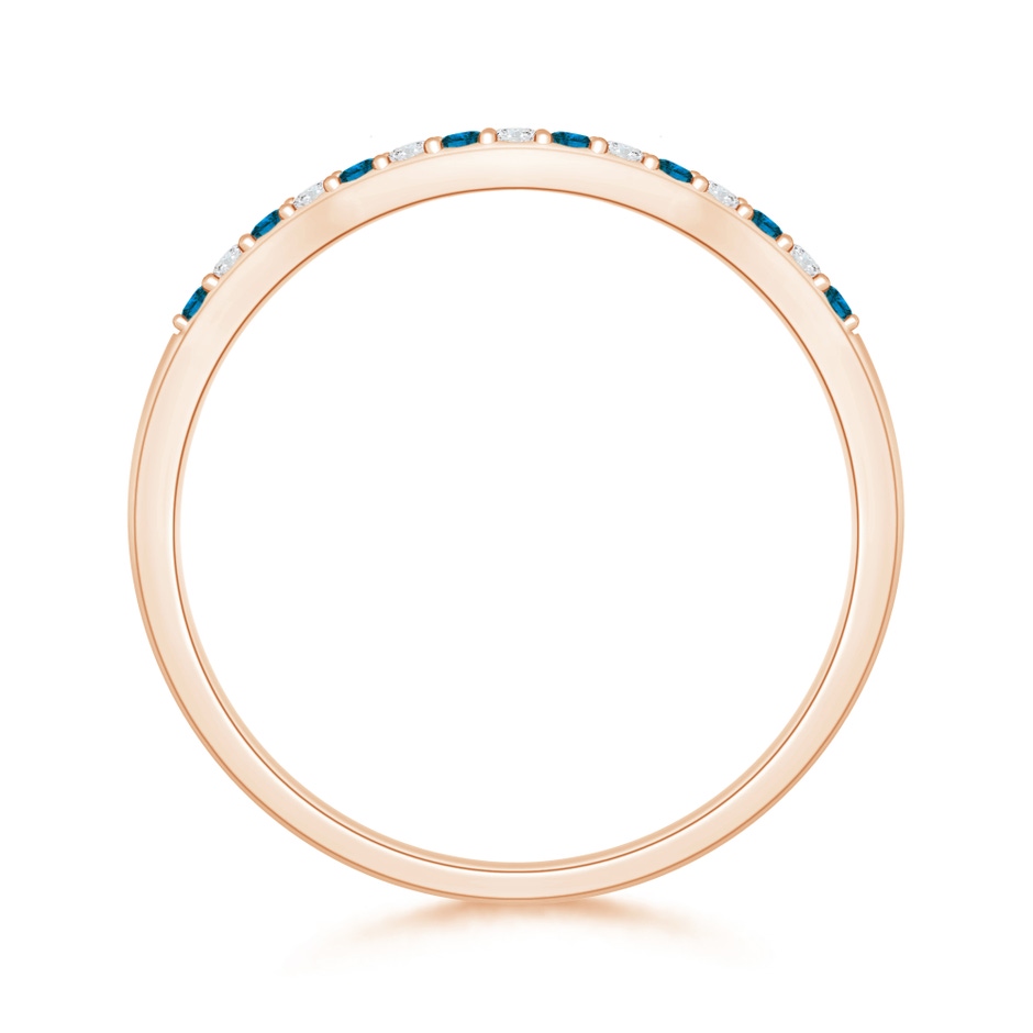 1.2mm AAA Round Blue and White Diamond Contour Wedding Ring in Rose Gold side 199