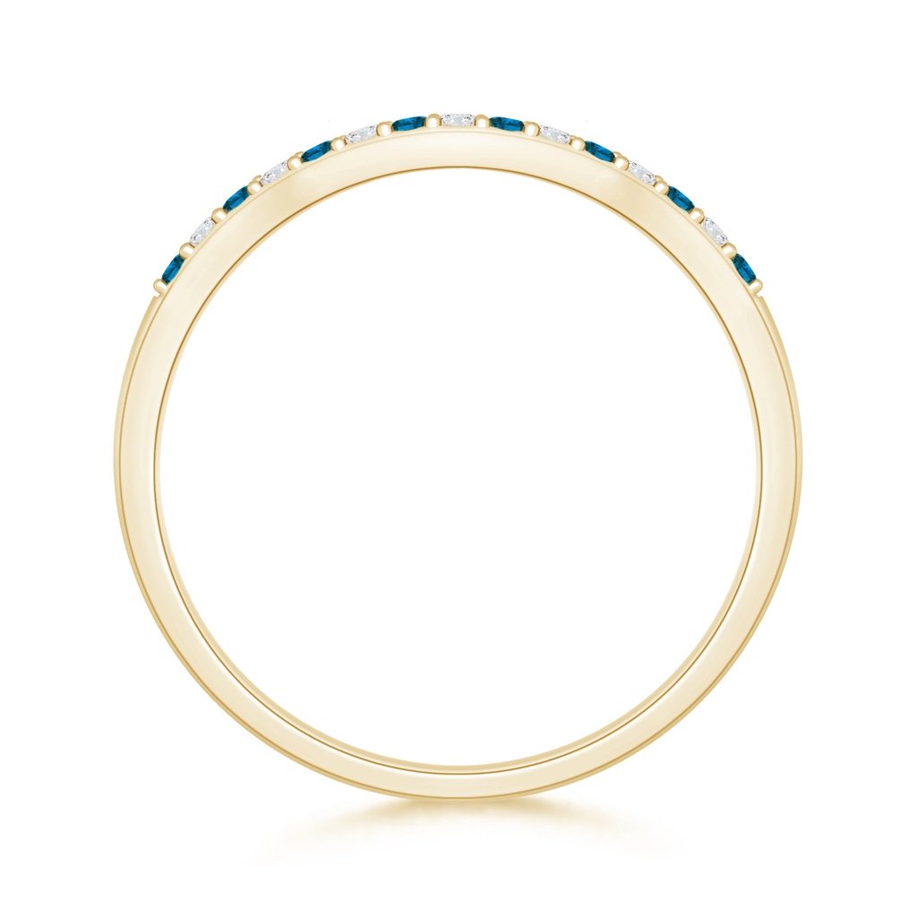 1.2mm AAA Round Blue and White Diamond Contour Wedding Ring in Yellow Gold - side 199