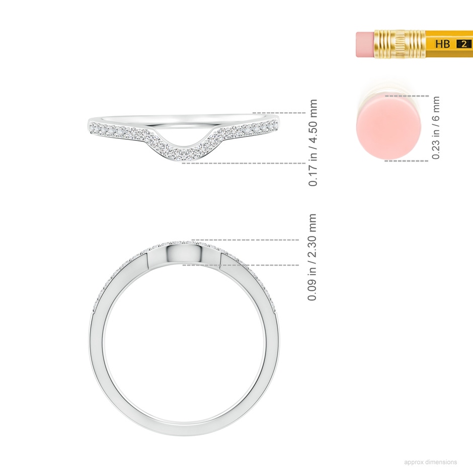 1.15mm HSI2 Classic Diamond Curved Comfort Fit Wedding Ring in P950 Platinum ruler