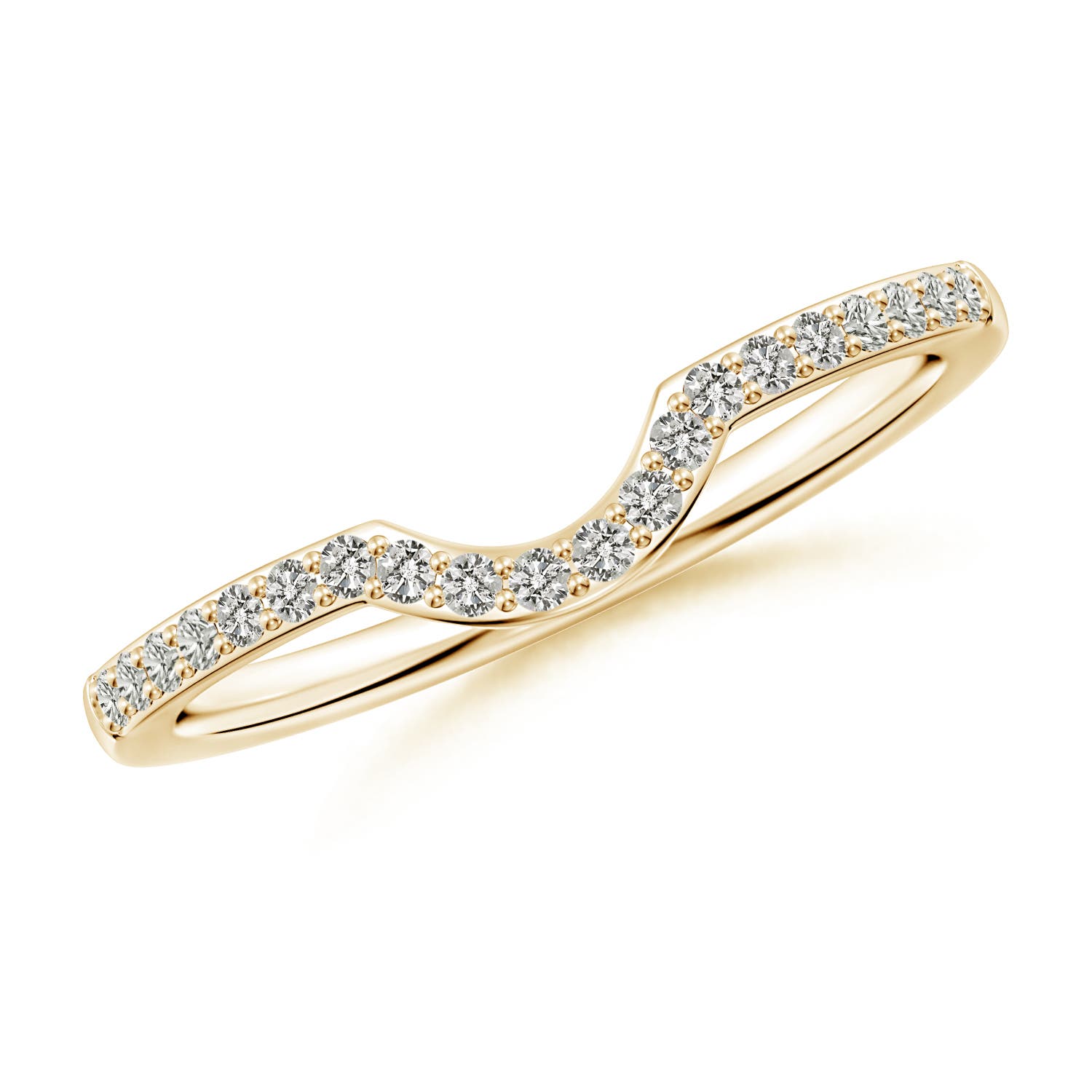 1.15mm JI2 Classic Diamond Curved Comfort Fit Wedding Ring in 18K Yellow Gold