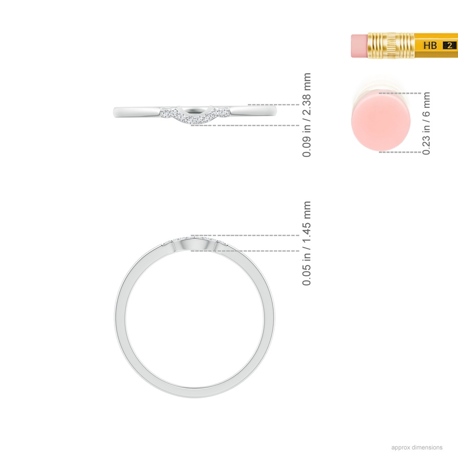 0.9mm GVS2 Prong-Set Diamond Curved Wedding Ring in P950 Platinum ruler