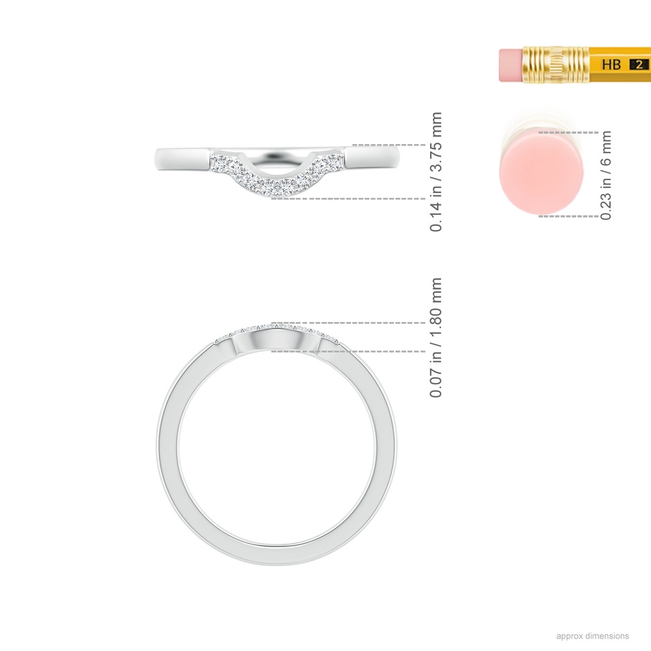 1.3mm GVS2 Prong-Set Diamond Curved Wedding Ring in P950 Platinum ruler