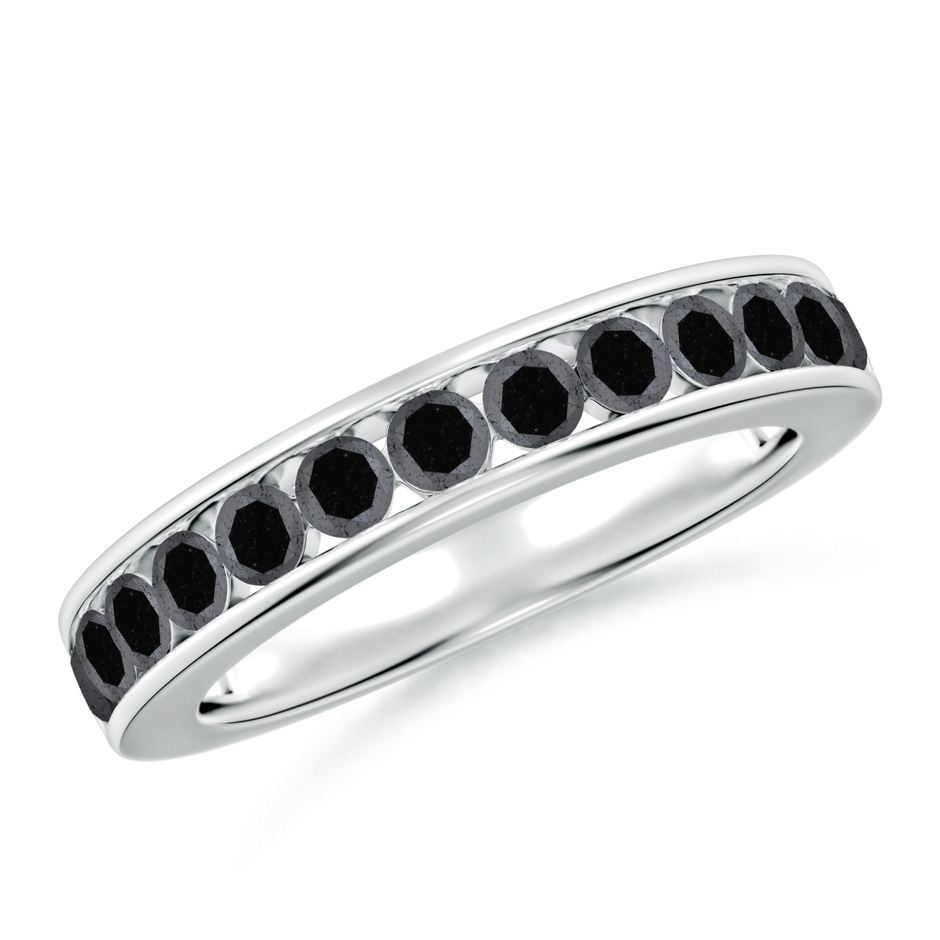 2.1mm A Channel Set Round Enhanced Black Diamond Half Eternity Band in 18K White Gold 
