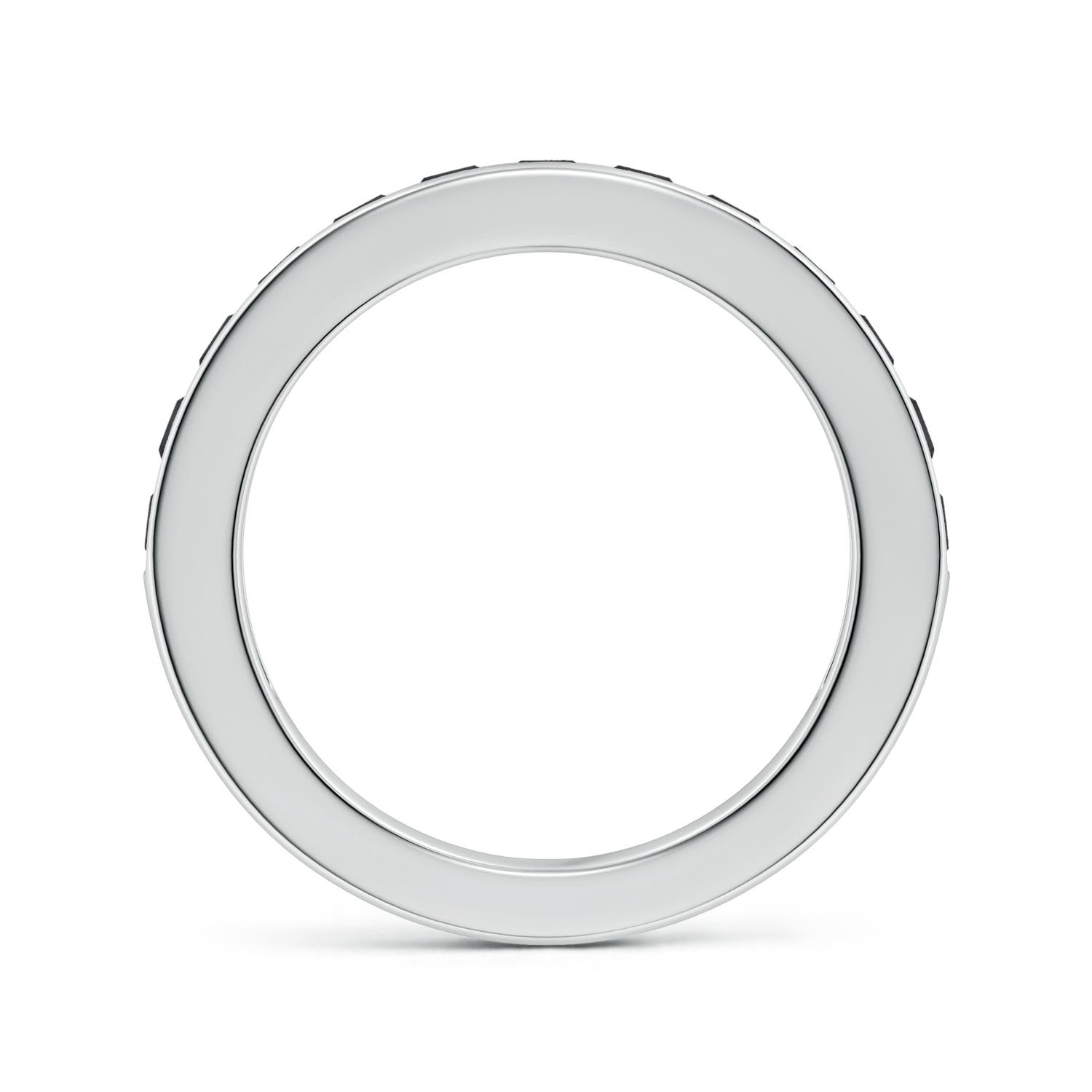 2.1mm A Channel Set Round Enhanced Black Diamond Half Eternity Band in White Gold