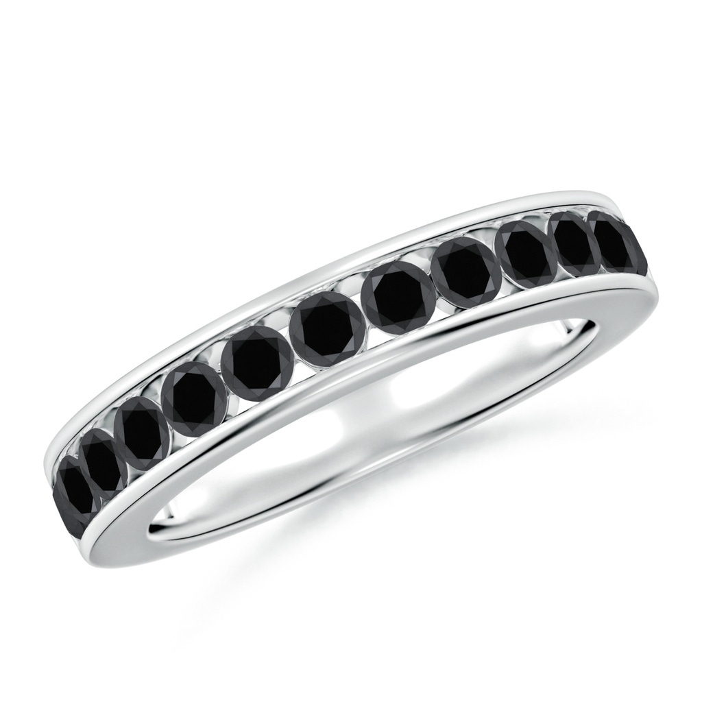 2.1mm AA Channel Set Round Enhanced Black Diamond Half Eternity Band in White Gold