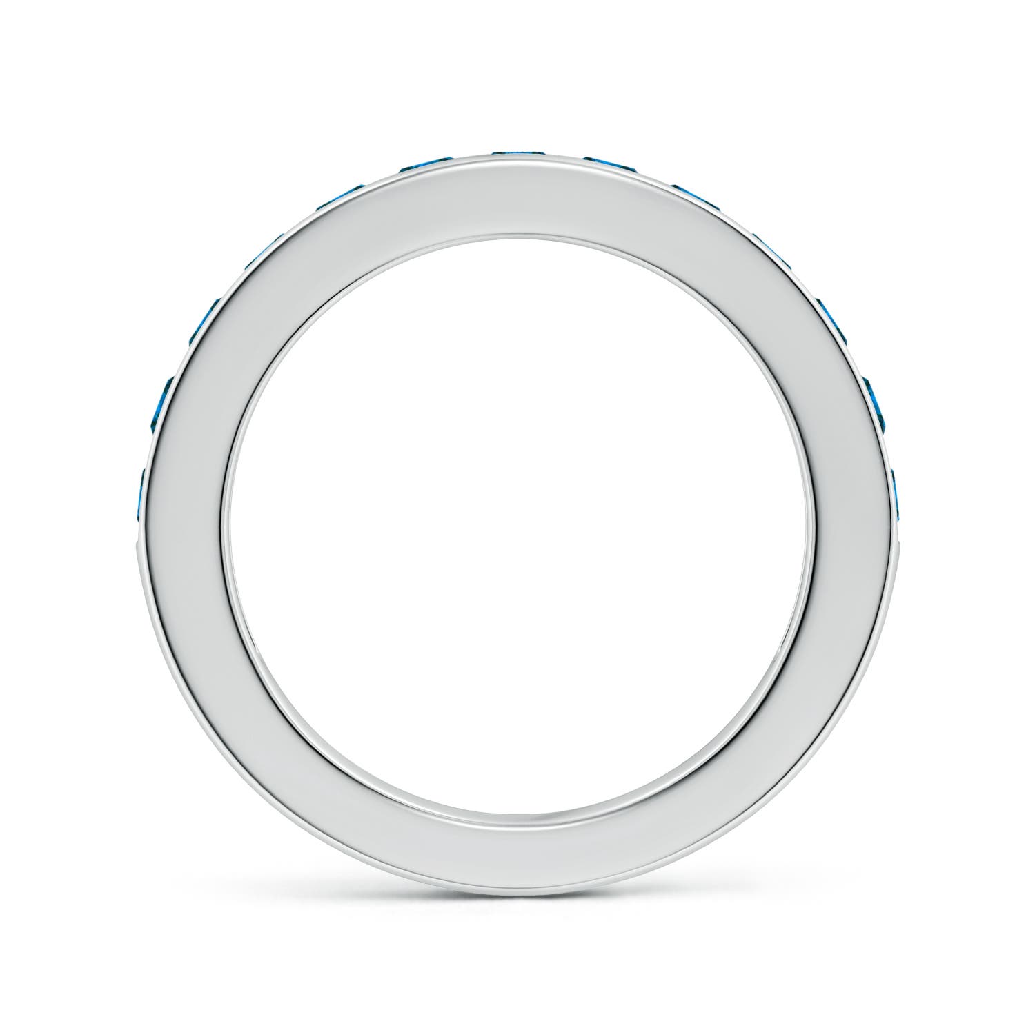 2.1mm AAA Channel Set Round Enhanced Blue Diamond Half Eternity Ring in White Gold