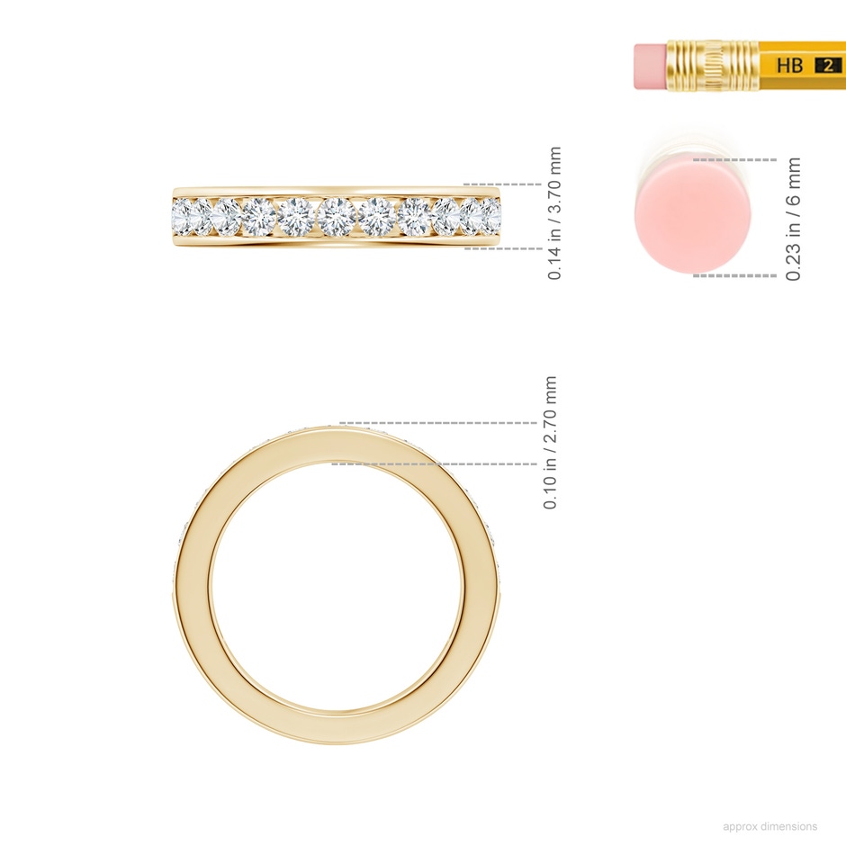 2.1mm GVS2 Channel Set Half Eternity Diamond Wedding Ring in Yellow Gold ruler