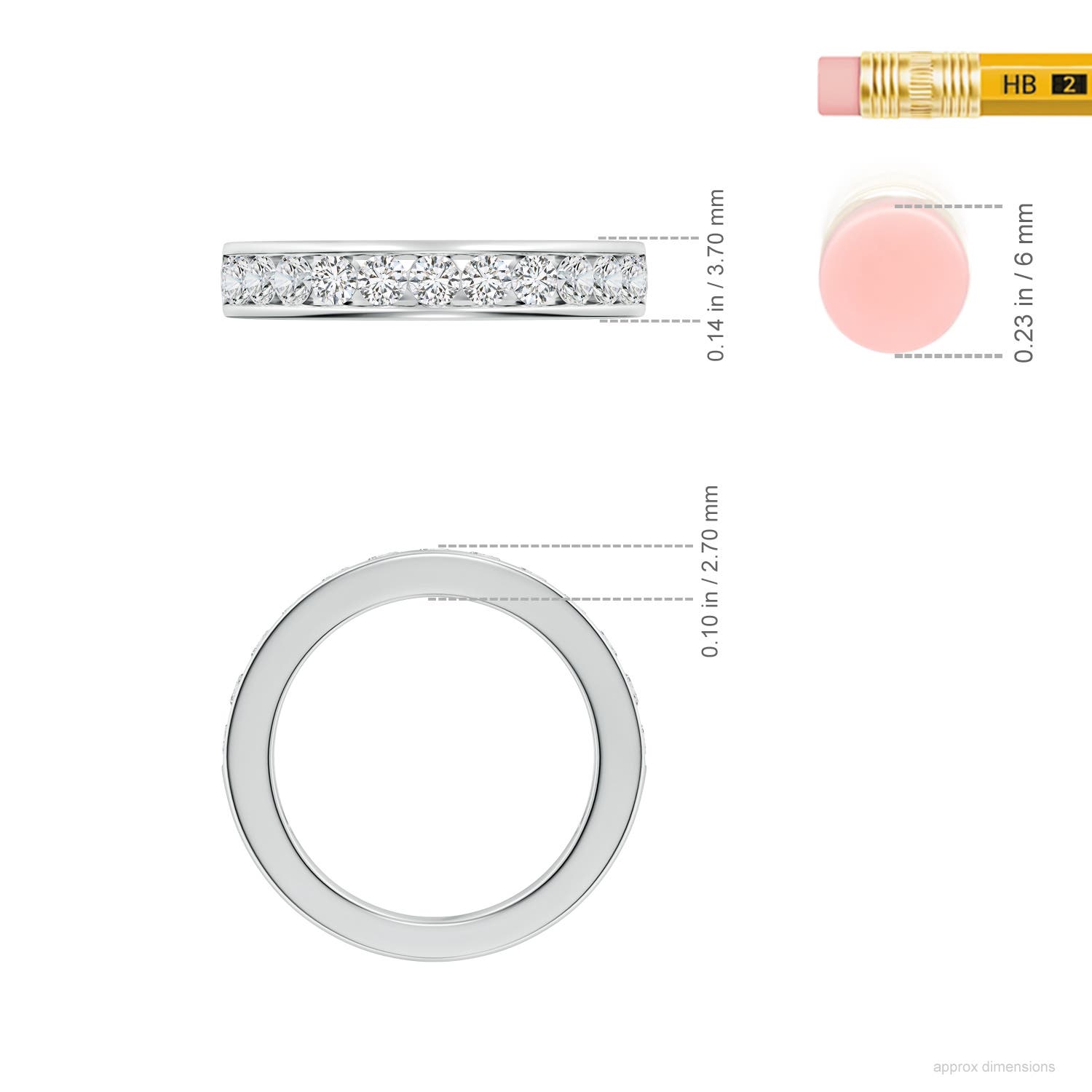 2.1mm HSI2 Channel Set Half Eternity Diamond Wedding Ring in P950 Platinum - ruler