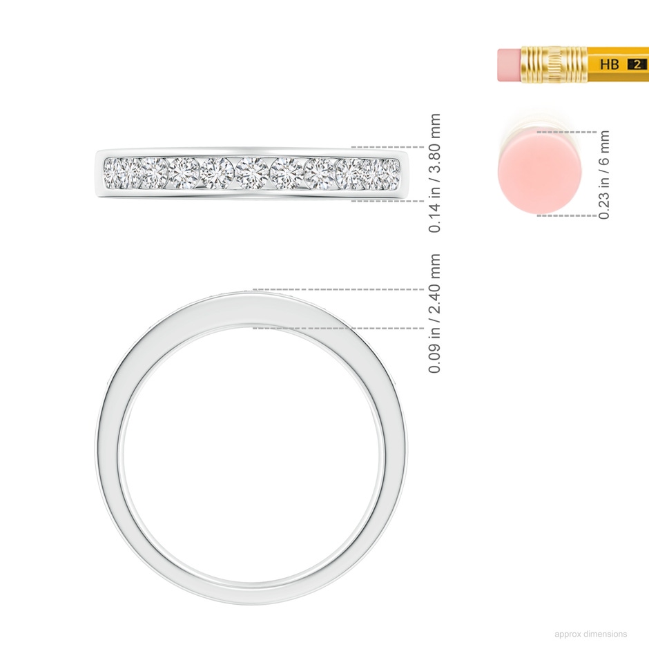 2.1mm HSI2 Channel Set Half Eternity Diamond Wedding Ring in P950 Platinum ruler