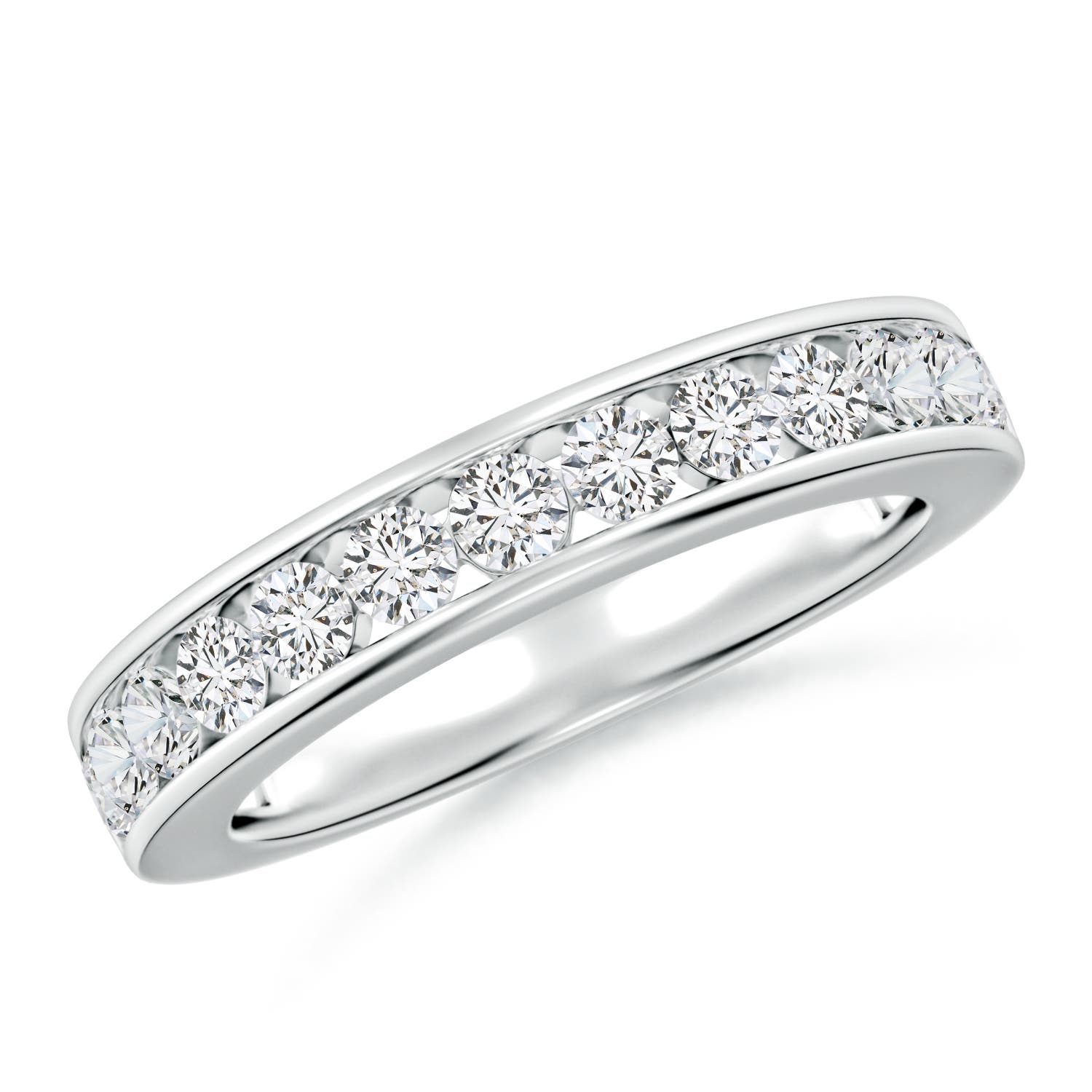 2.1mm HSI2 Channel Set Half Eternity Diamond Wedding Ring in White Gold