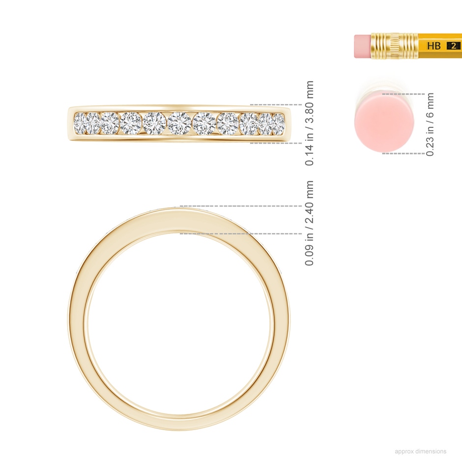 2.1mm HSI2 Channel Set Half Eternity Diamond Wedding Ring in Yellow Gold ruler