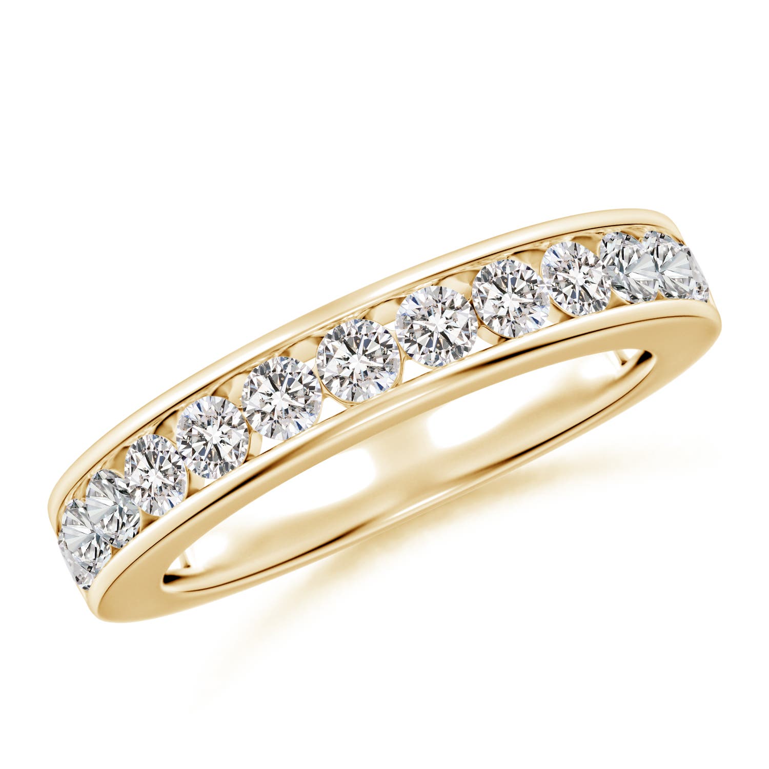 2.1mm IJI1I2 Channel Set Half Eternity Diamond Wedding Ring in Yellow Gold