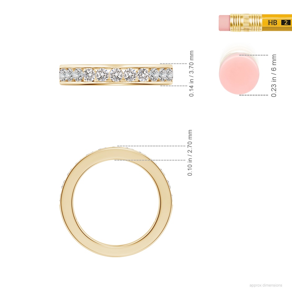 2.1mm IJI1I2 Channel Set Half Eternity Diamond Wedding Ring in Yellow Gold ruler