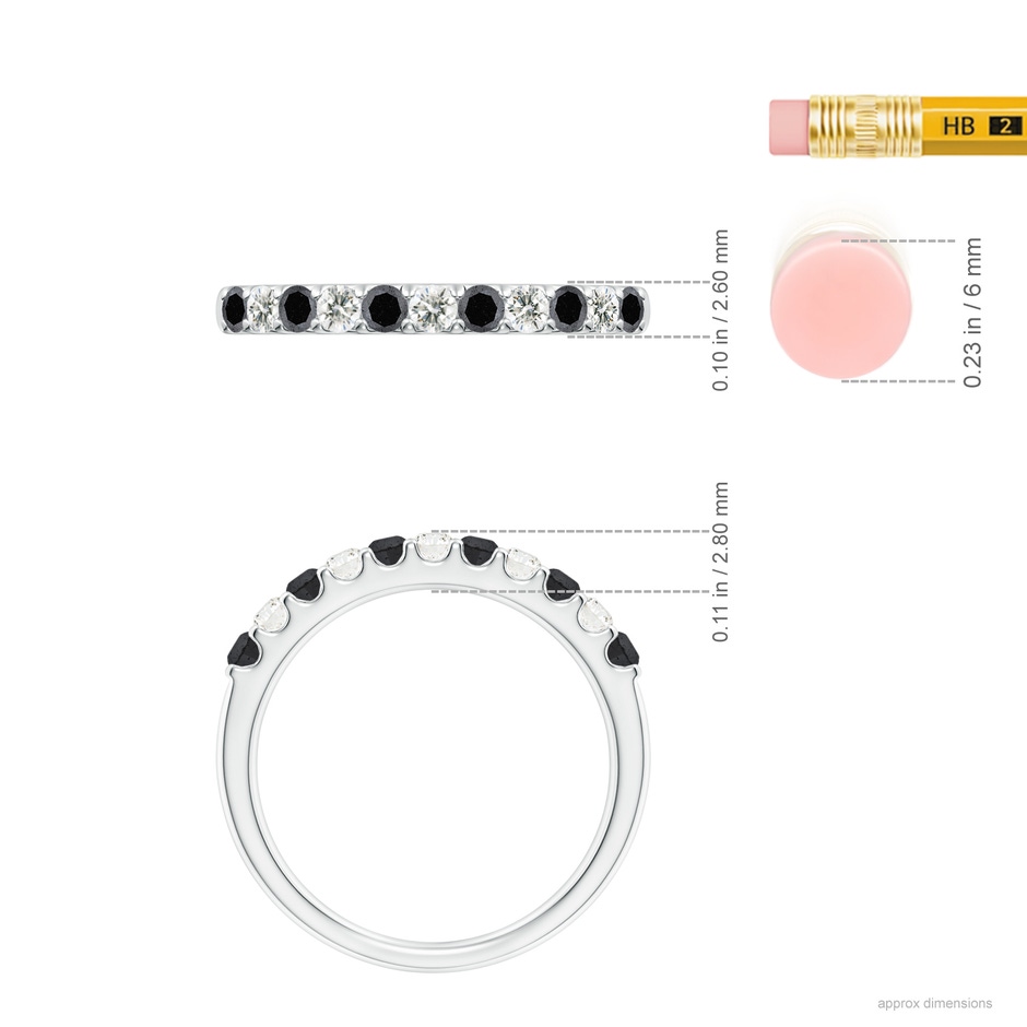 2.1mm A Prong-Set White and Enhanced Black Diamond Half Eternity Ring in P950 Platinum ruler