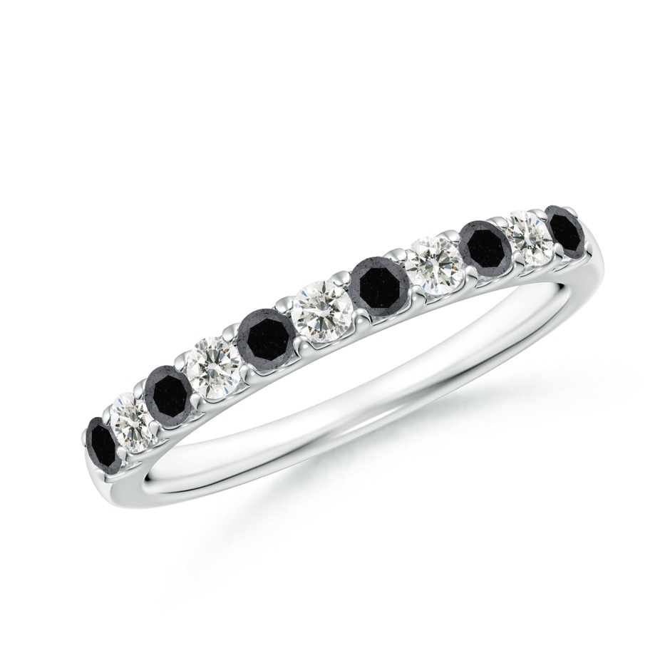 2.1mm A Prong-Set White and Enhanced Black Diamond Half Eternity Ring in White Gold 