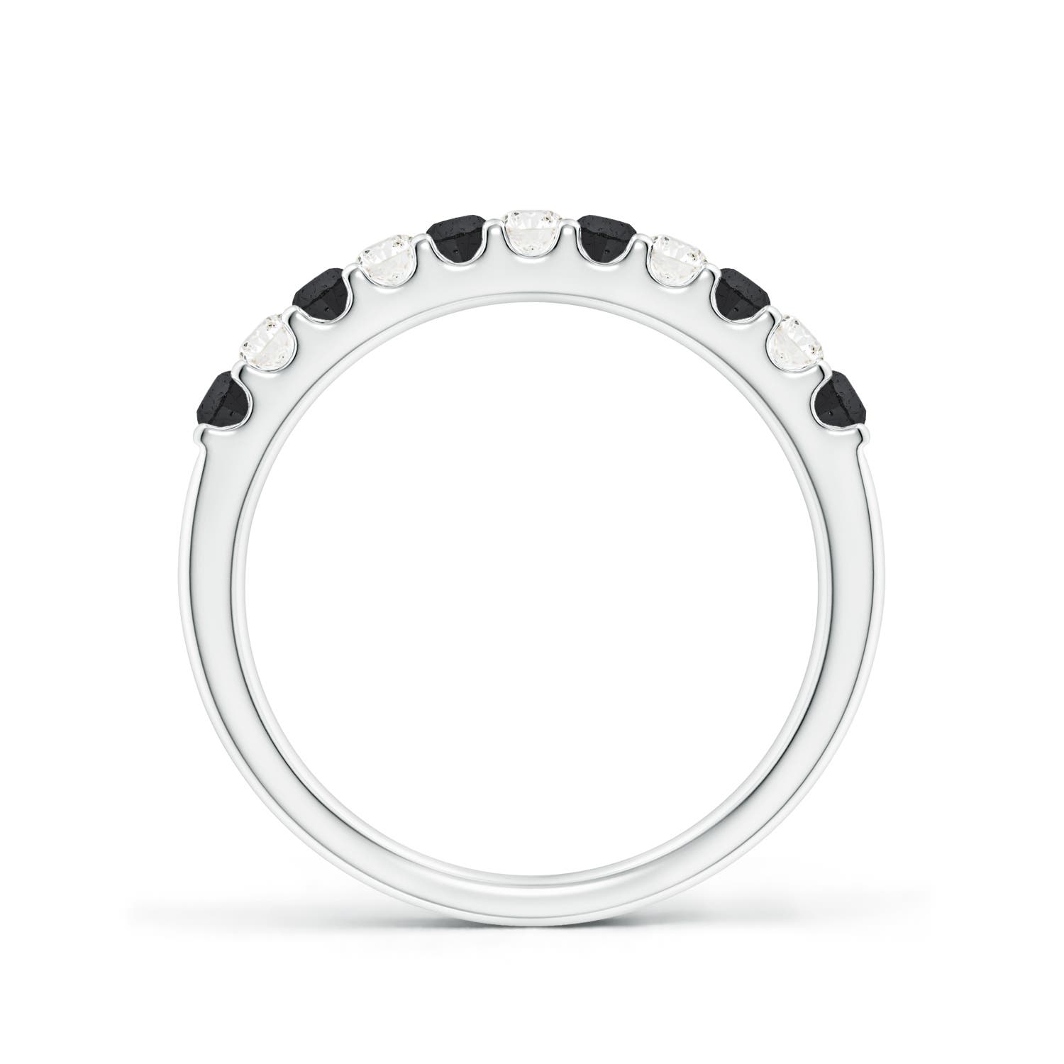 2.1mm A Prong-Set White and Enhanced Black Diamond Half Eternity Ring in White Gold