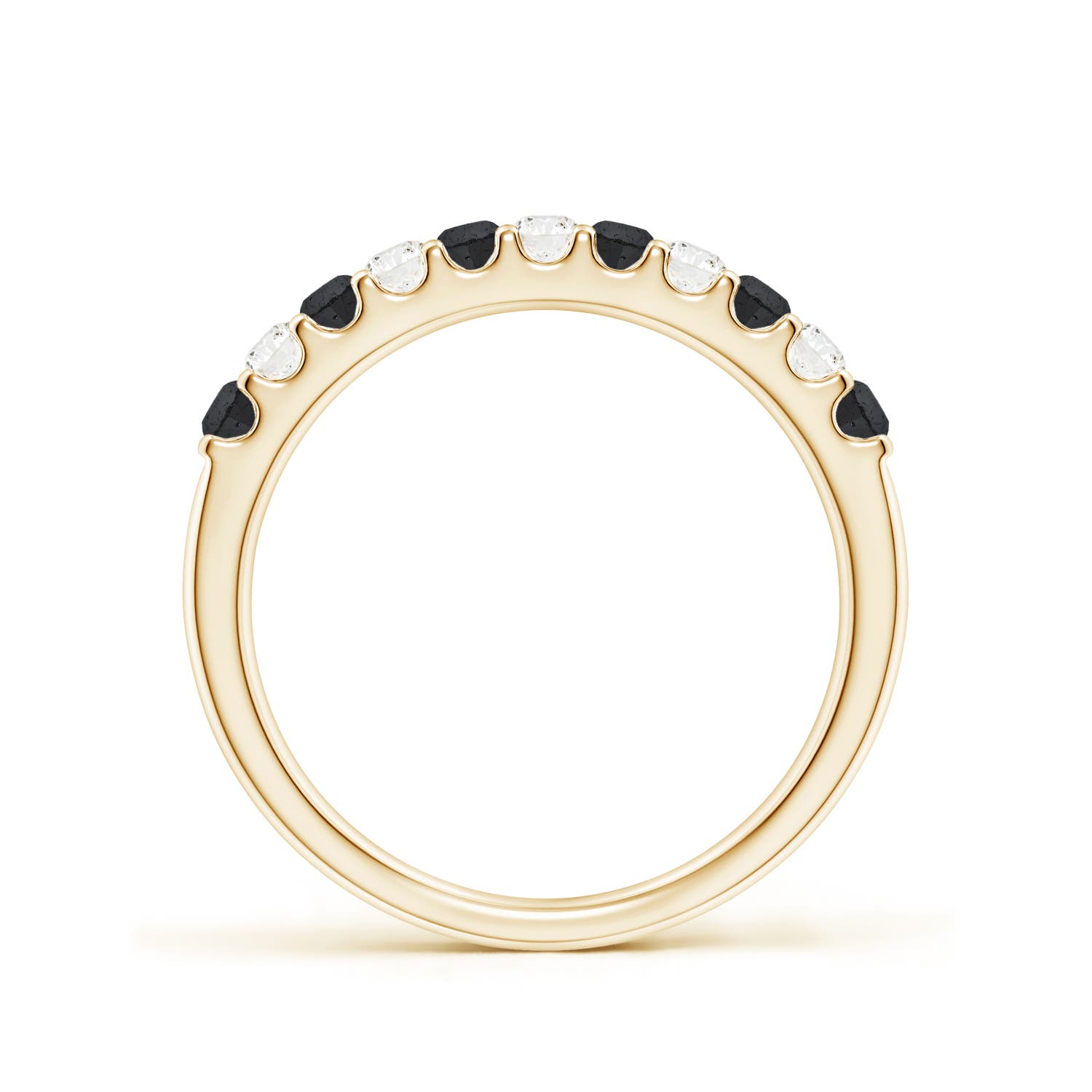 2.1mm A Prong-Set White and Enhanced Black Diamond Half Eternity Ring in Yellow Gold - side 2