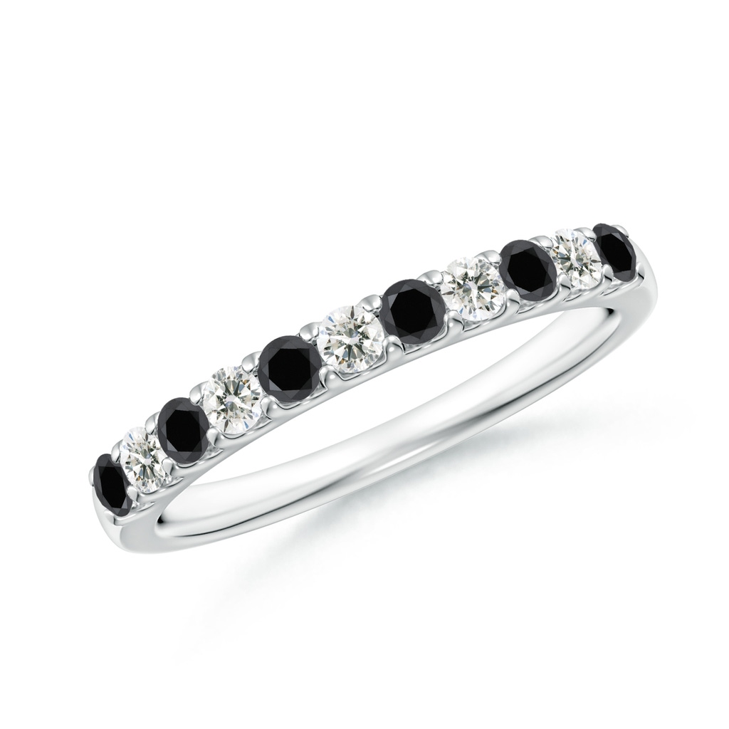2.1mm AA Prong-Set White and Enhanced Black Diamond Half Eternity Ring in P950 Platinum