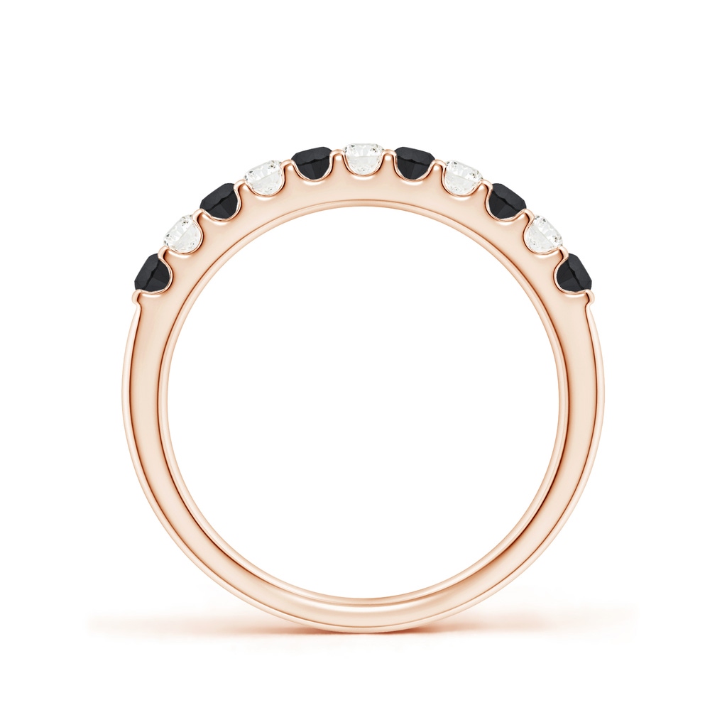 2.1mm AA Prong-Set White and Enhanced Black Diamond Half Eternity Ring in Rose Gold - side 199