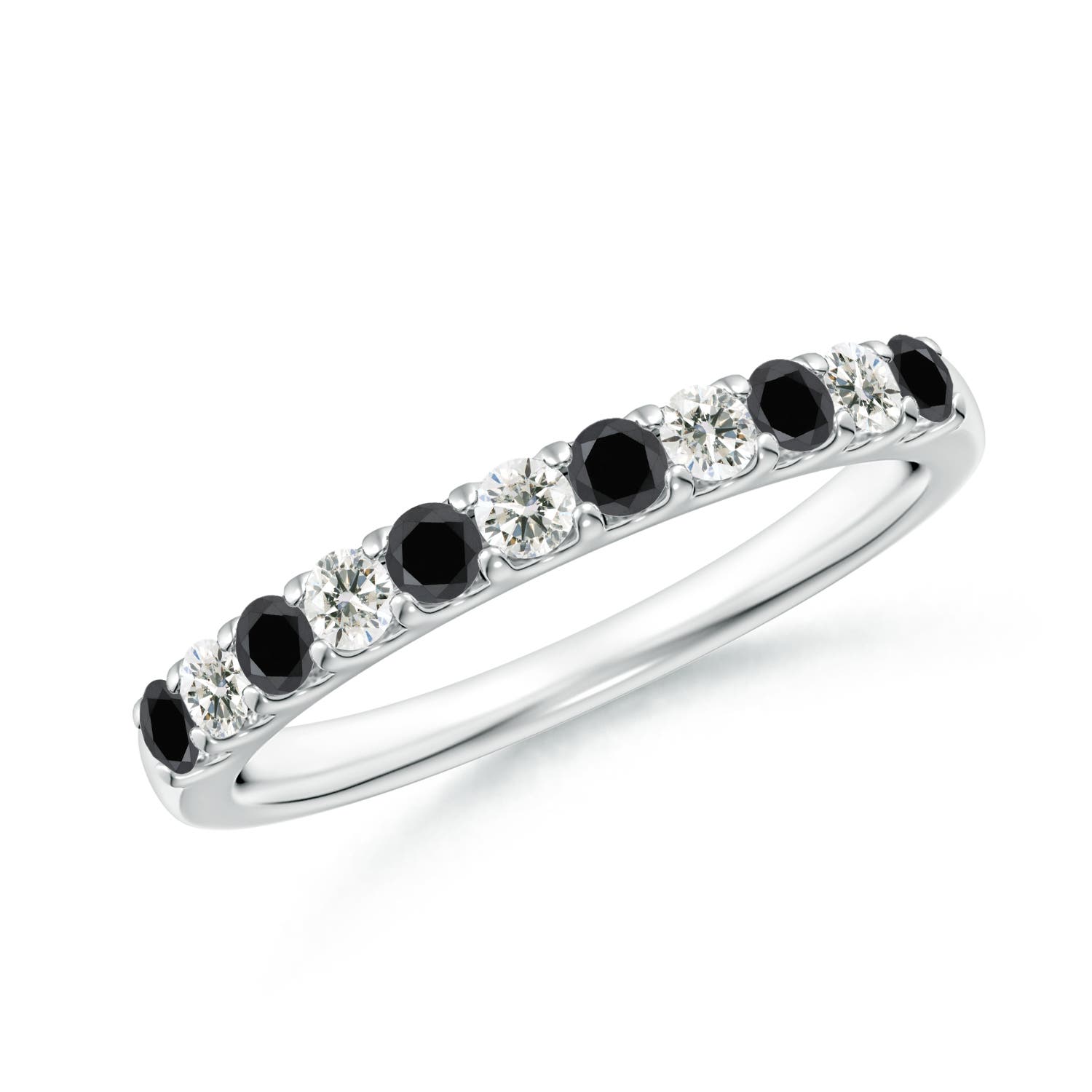 2.1mm AA Prong-Set White and Enhanced Black Diamond Half Eternity Ring in White Gold
