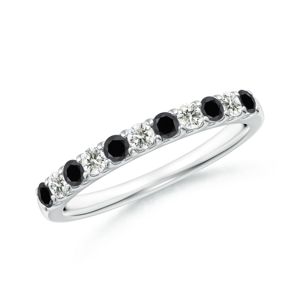 2.1mm AA Prong-Set White and Enhanced Black Diamond Half Eternity Ring in White Gold 