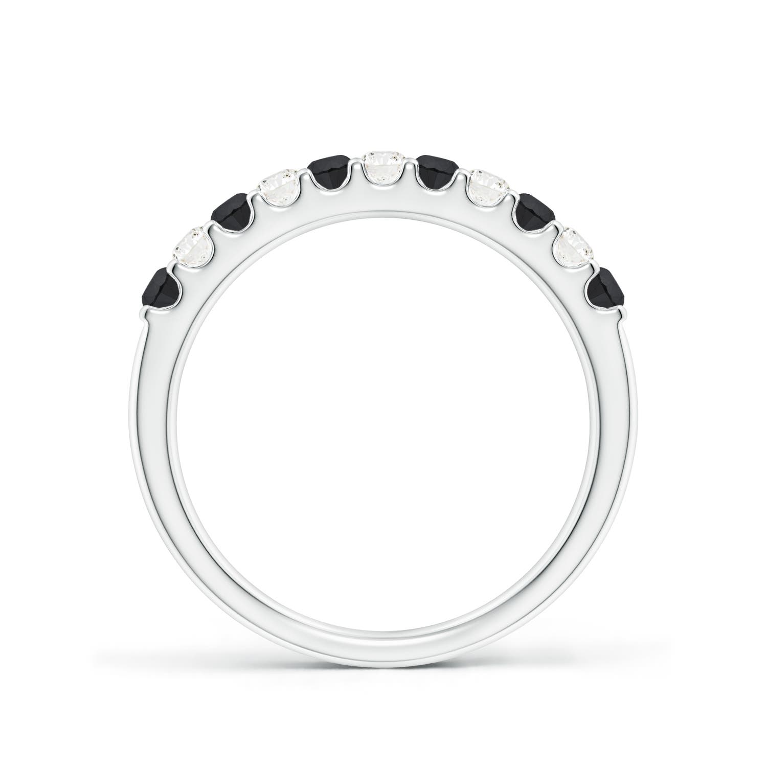 2.1mm AA Prong-Set White and Enhanced Black Diamond Half Eternity Ring in White Gold