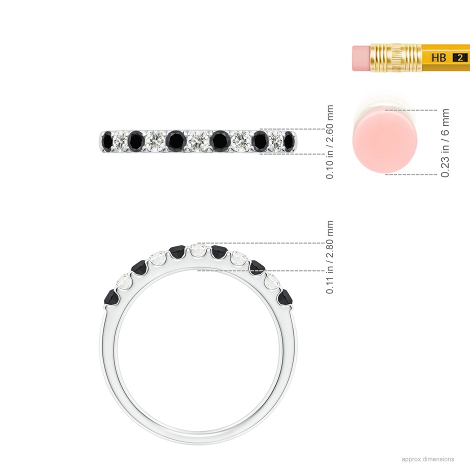 2.1mm AA Prong-Set White and Enhanced Black Diamond Half Eternity Ring in White Gold ruler