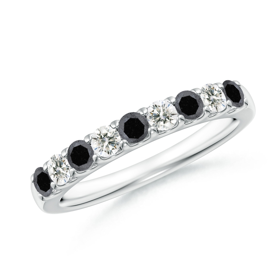 2.5mm A Prong-Set White and Enhanced Black Diamond Half Eternity Ring in P950 Platinum 