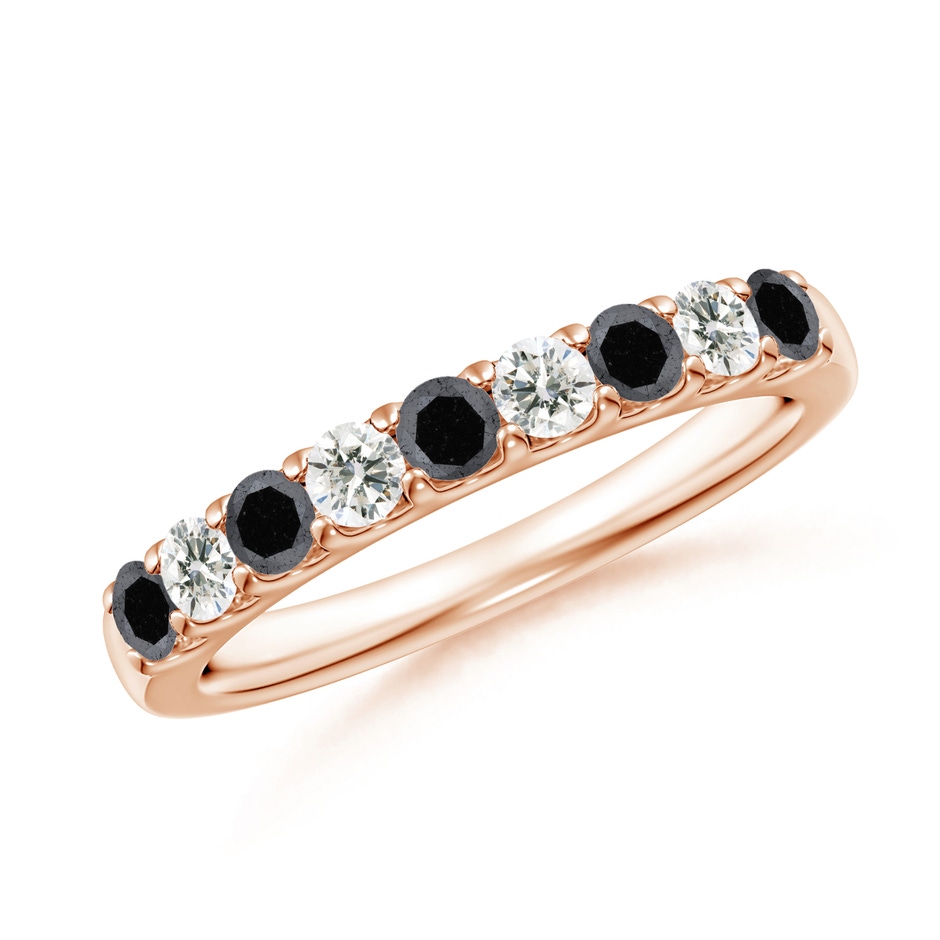 2.5mm A Prong-Set White and Enhanced Black Diamond Half Eternity Ring in Rose Gold 