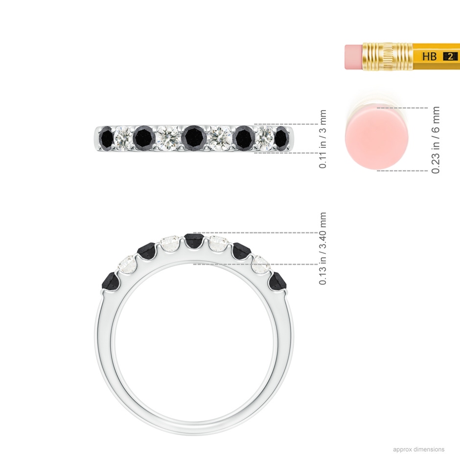 2.5mm A Prong-Set White and Enhanced Black Diamond Half Eternity Ring in White Gold ruler