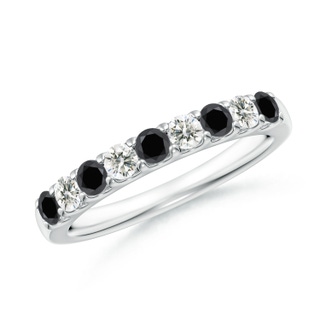 2.5mm AA Prong-Set White and Enhanced Black Diamond Half Eternity Ring in P950 Platinum