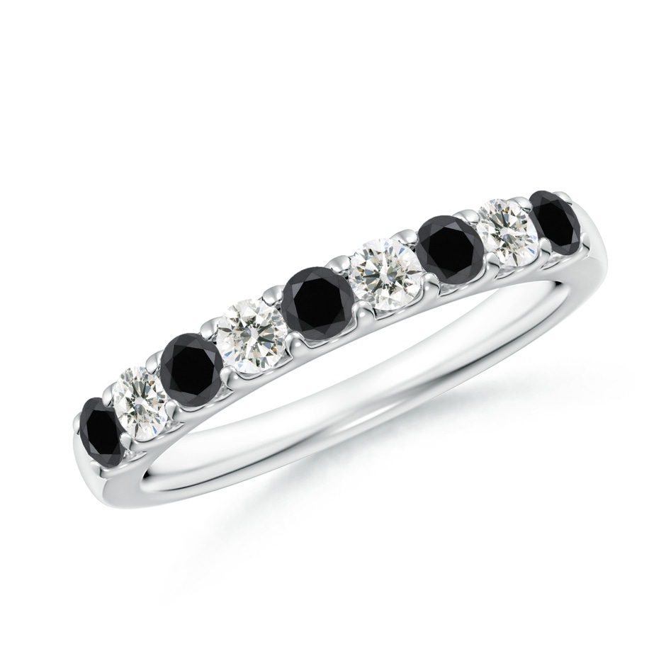 2.5mm AA Prong-Set White and Enhanced Black Diamond Half Eternity Ring in White Gold 