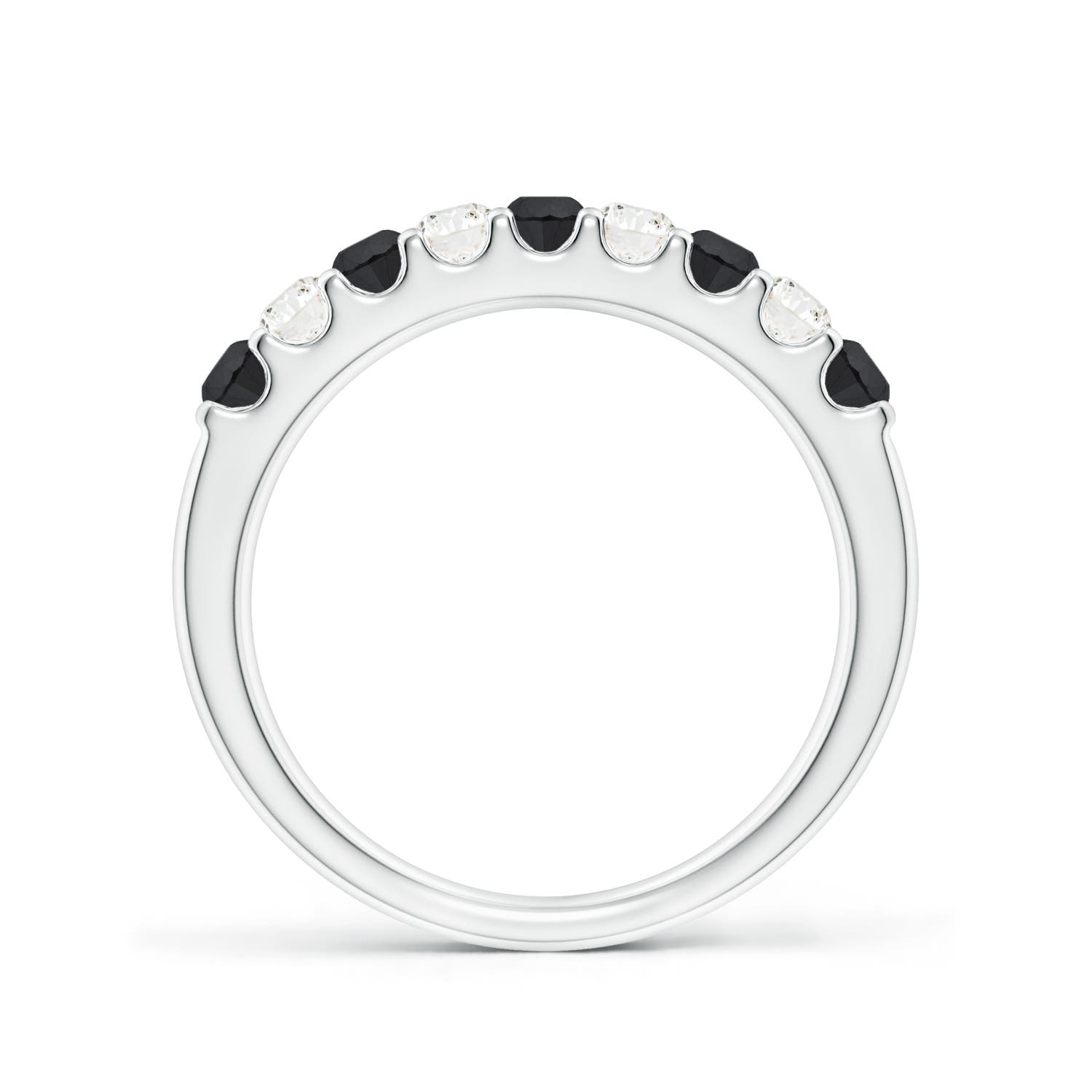 2.5mm AA Prong-Set White and Enhanced Black Diamond Half Eternity Ring in White Gold
