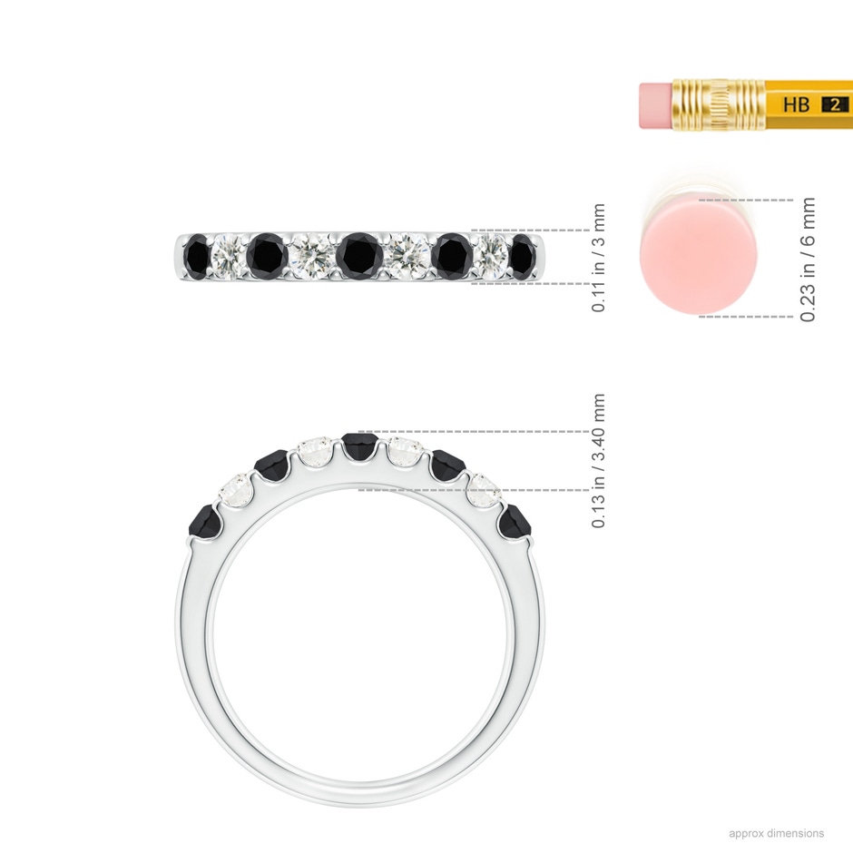 2.5mm AA Prong-Set White and Enhanced Black Diamond Half Eternity Ring in White Gold ruler