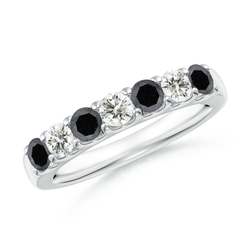 3.1mm A Prong-Set White and Enhanced Black Diamond Half Eternity Ring in White Gold 