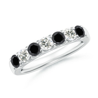 3.1mm AA Prong-Set White and Enhanced Black Diamond Half Eternity Ring in White Gold