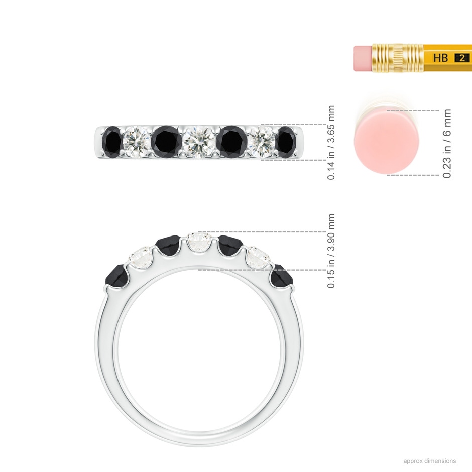 3.1mm AA Prong-Set White and Enhanced Black Diamond Half Eternity Ring in White Gold ruler