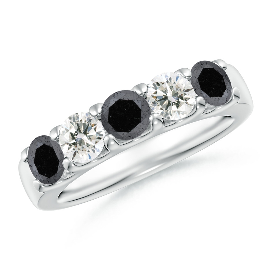 4.2mm A Prong-Set White and Enhanced Black Diamond Half Eternity Ring in White Gold 