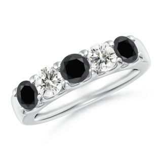 4.2mm AA Prong-Set White and Enhanced Black Diamond Half Eternity Ring in P950 Platinum