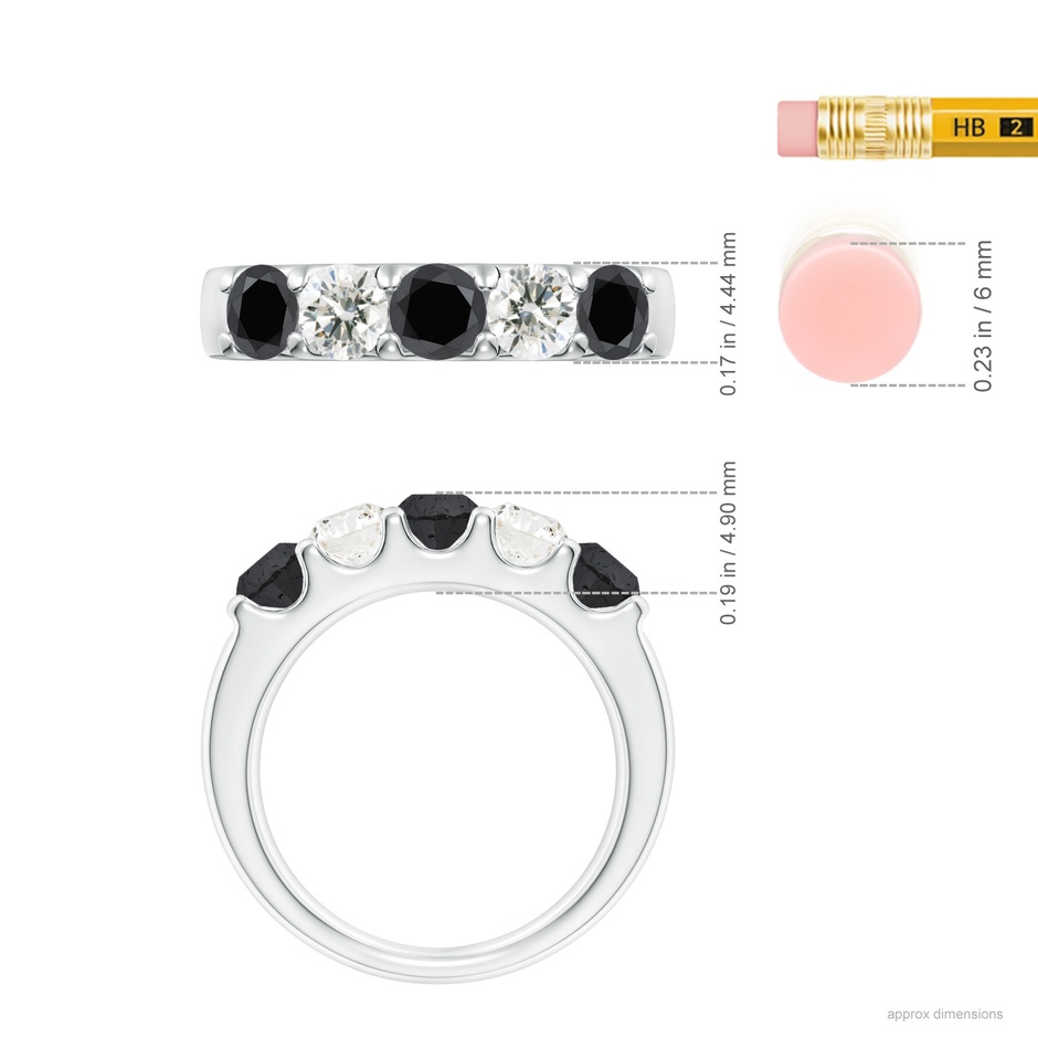 4.2mm AA Prong-Set White and Enhanced Black Diamond Half Eternity Ring in P950 Platinum ruler