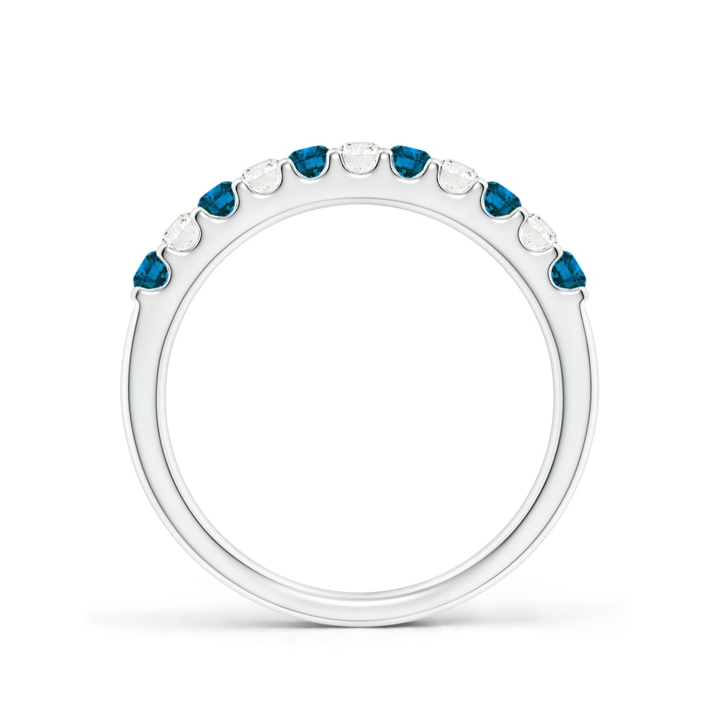 2.1mm AAA Prong-Set White and Enhanced Blue Diamond Half Eternity Ring in 9K White Gold - side 199