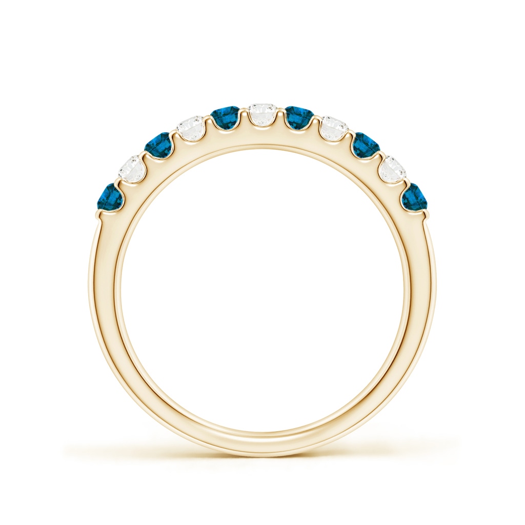 2.1mm AAA Prong-Set White and Enhanced Blue Diamond Half Eternity Ring in Yellow Gold - side 199