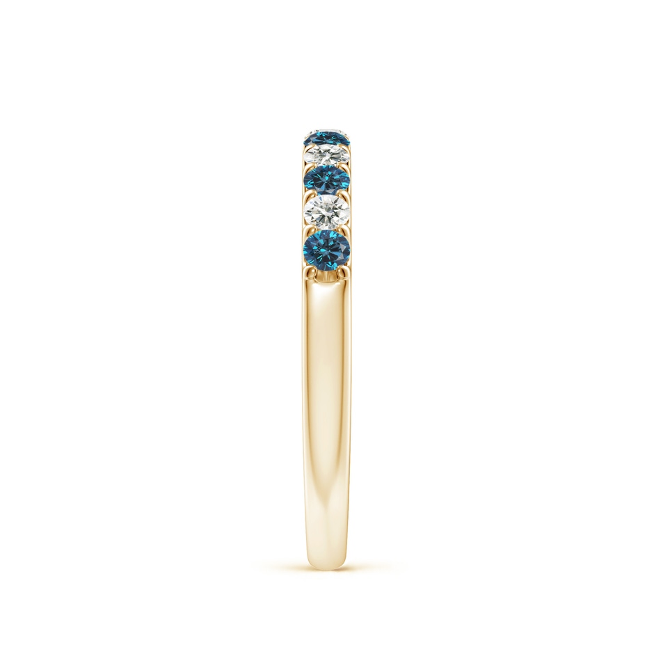 2.1mm AAA Prong-Set White and Enhanced Blue Diamond Half Eternity Ring in Yellow Gold side 299